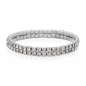 1928 Jewelry Clear Crystal 2-Row Rhinestone Stretch Bracelet
