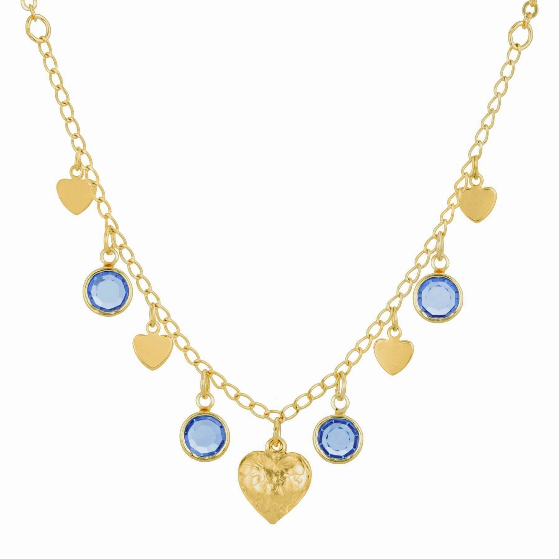 1928 Jewelry Diamond Channel Austrian Crystal Stones with Hearts Drop Necklace 16"   3" Extender