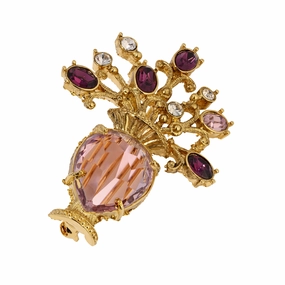 1928 Jewelry Imperial Amethyst Flower Crystal Vase Brooch