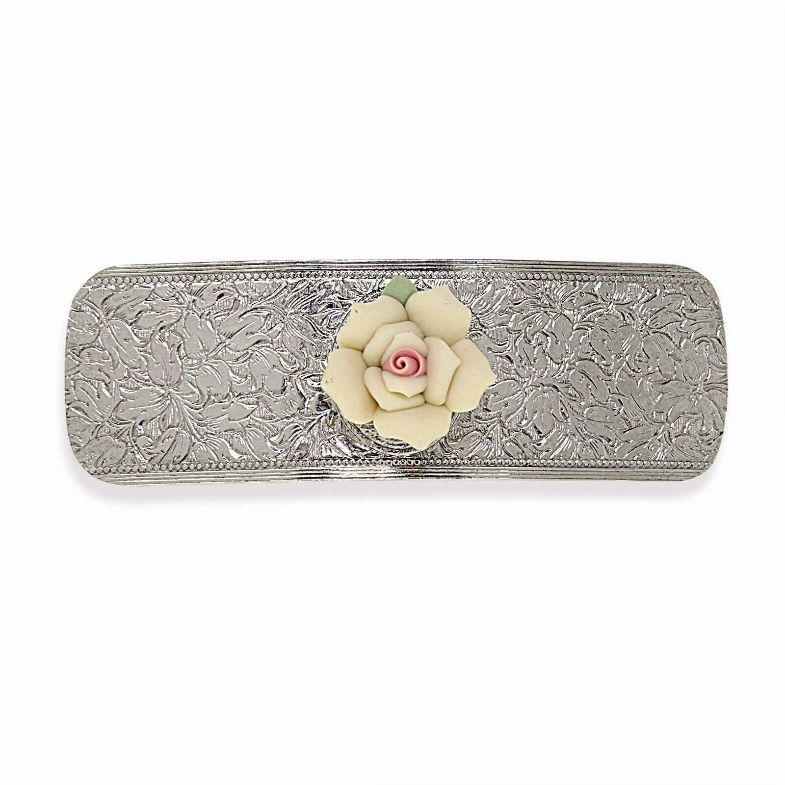 1928 Jewelry Ivory Porcelain Flower Hair Barrette