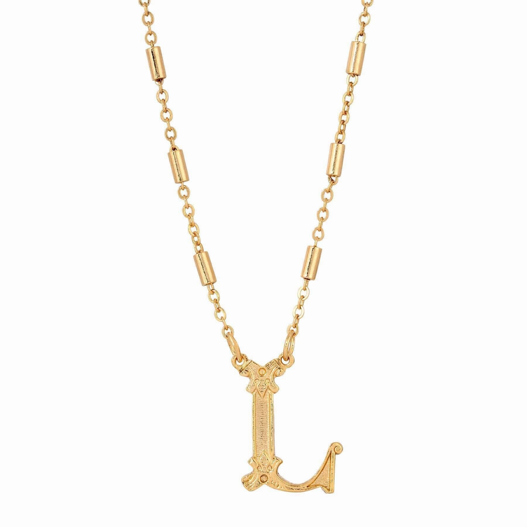 1928 Jewelry Old Fashioned Initial Pendant Necklace 15"   3" Extender