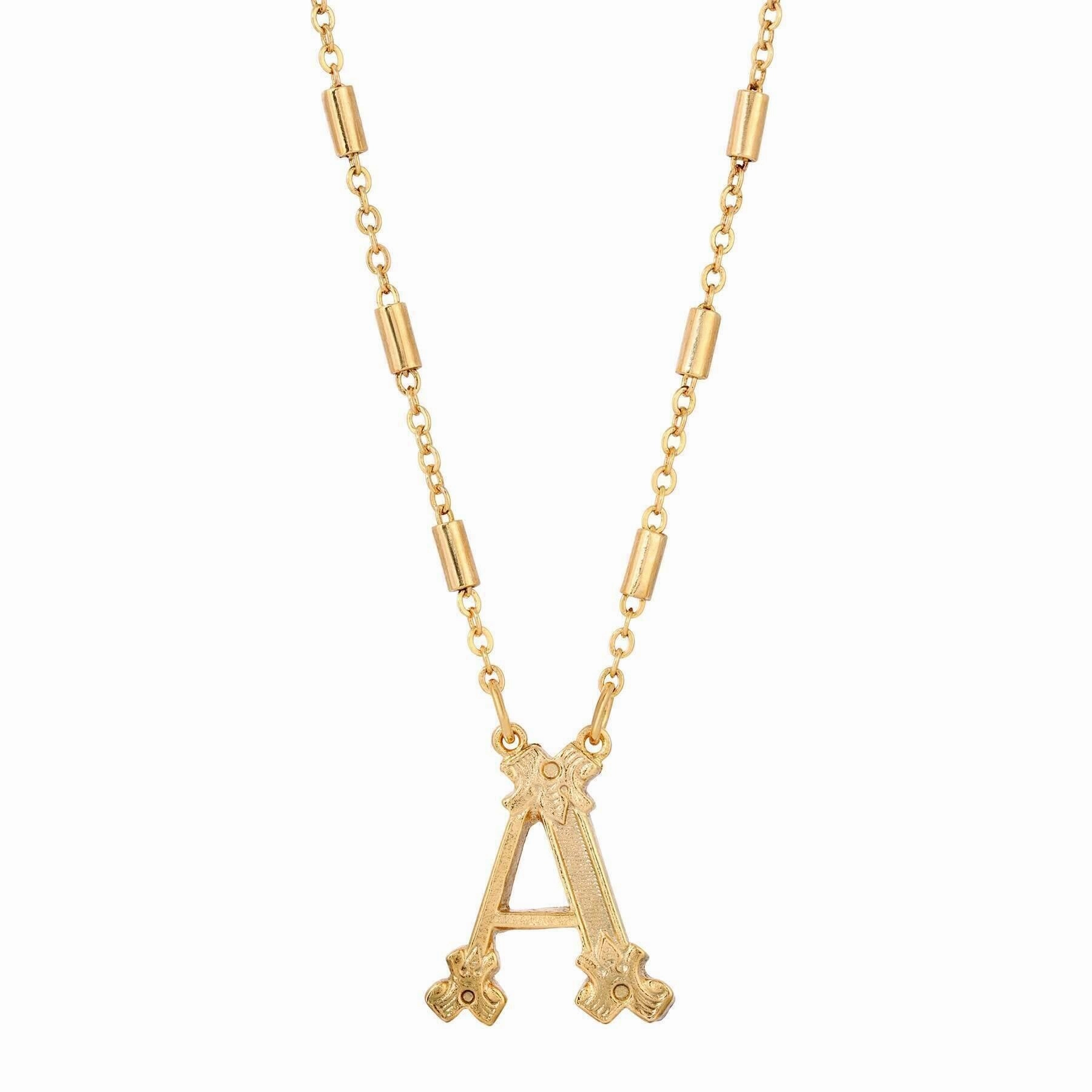 1928 Jewelry Old Fashioned Initial Pendant Necklace 15"   3" Extender