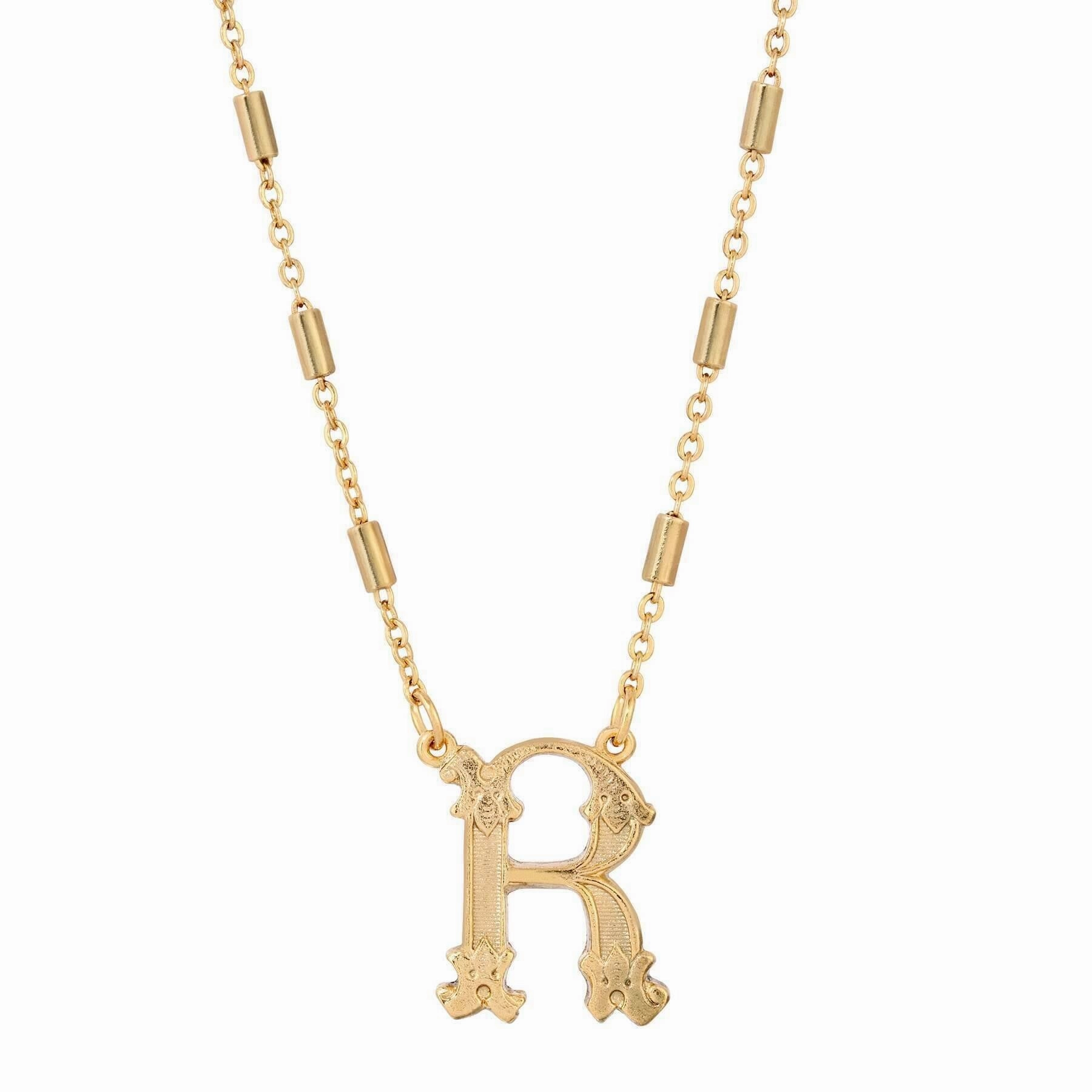 1928 Jewelry Old Fashioned Initial Pendant Necklace 15"   3" Extender
