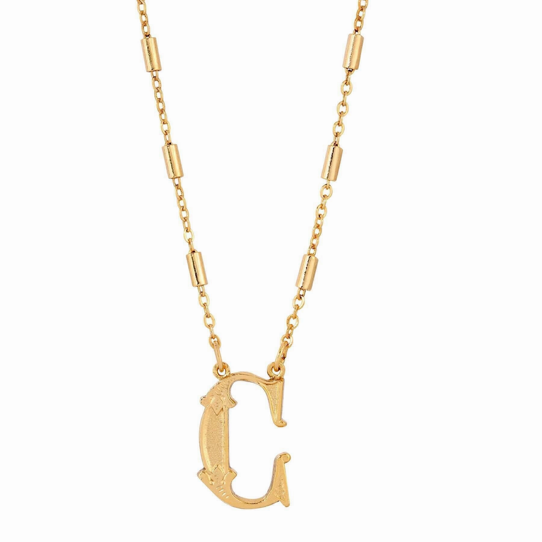 1928 Jewelry Old Fashioned Initial Pendant Necklace 15"   3" Extender