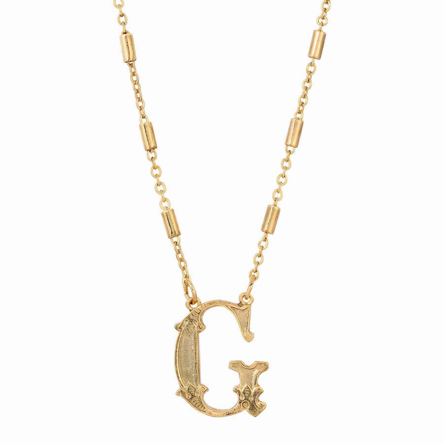 1928 Jewelry Old Fashioned Initial Pendant Necklace 15"   3" Extender