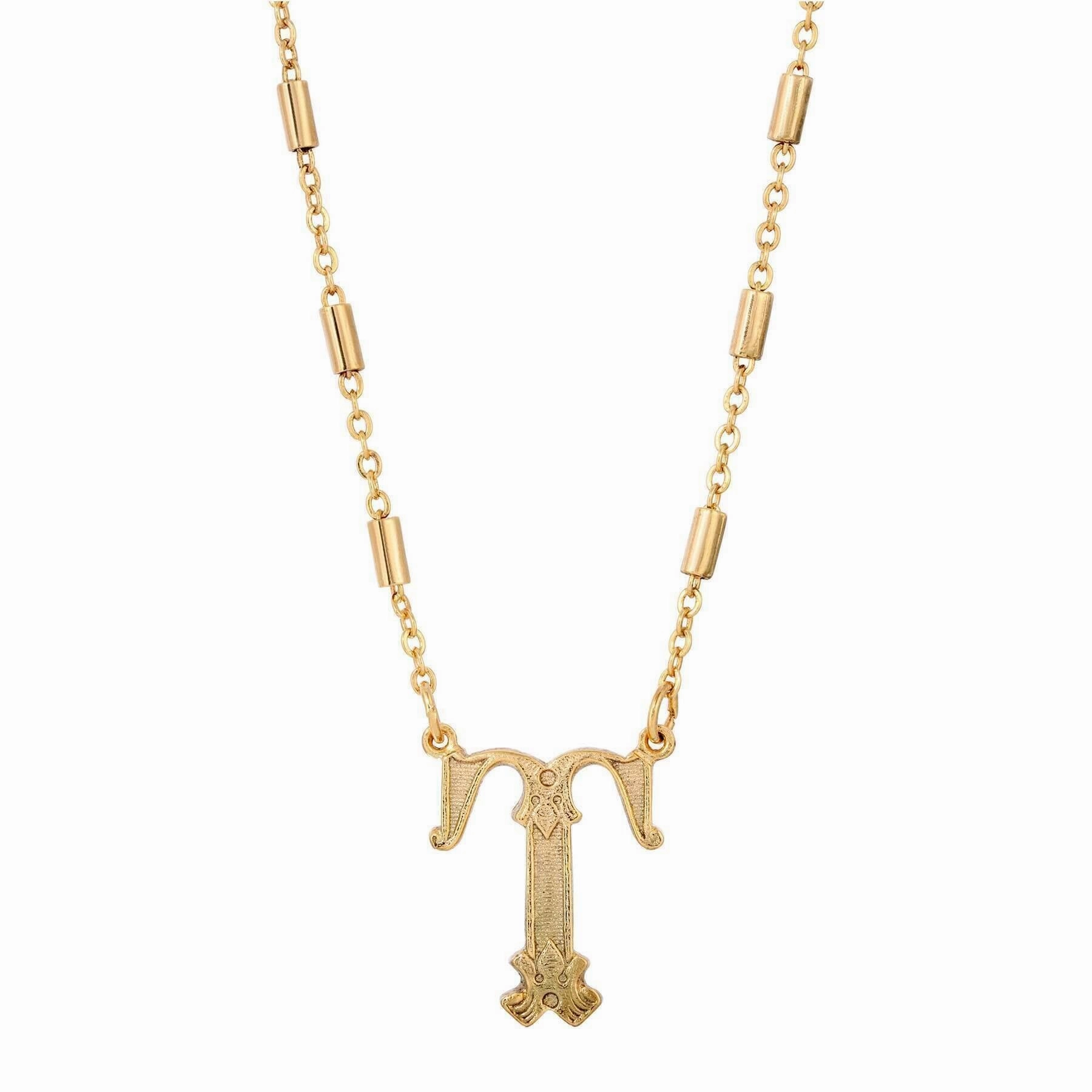 1928 Jewelry Old Fashioned Initial Pendant Necklace 15"   3" Extender