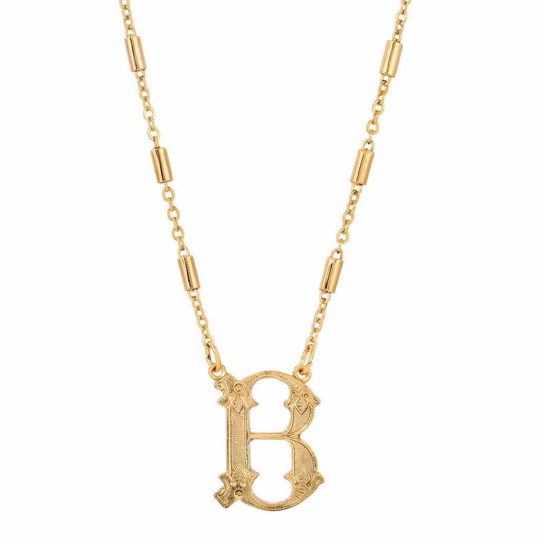 1928 Jewelry Old Fashioned Initial Pendant Necklace 15"   3" Extender