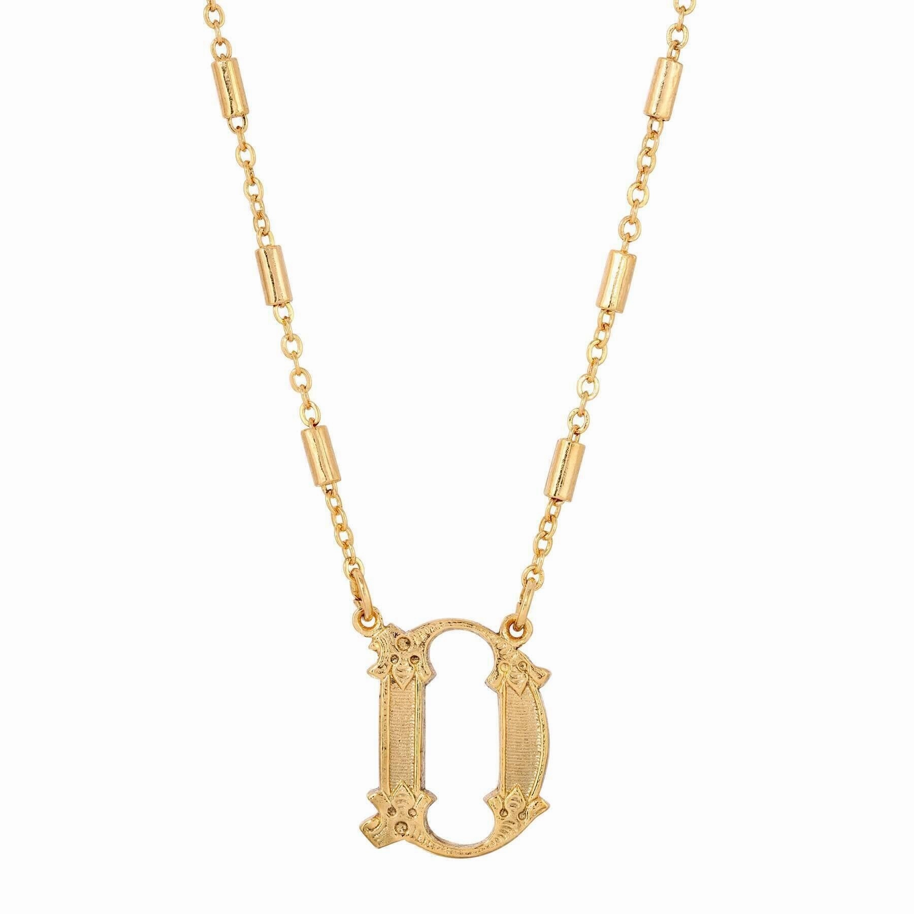 1928 Jewelry Old Fashioned Initial Pendant Necklace 15"   3" Extender