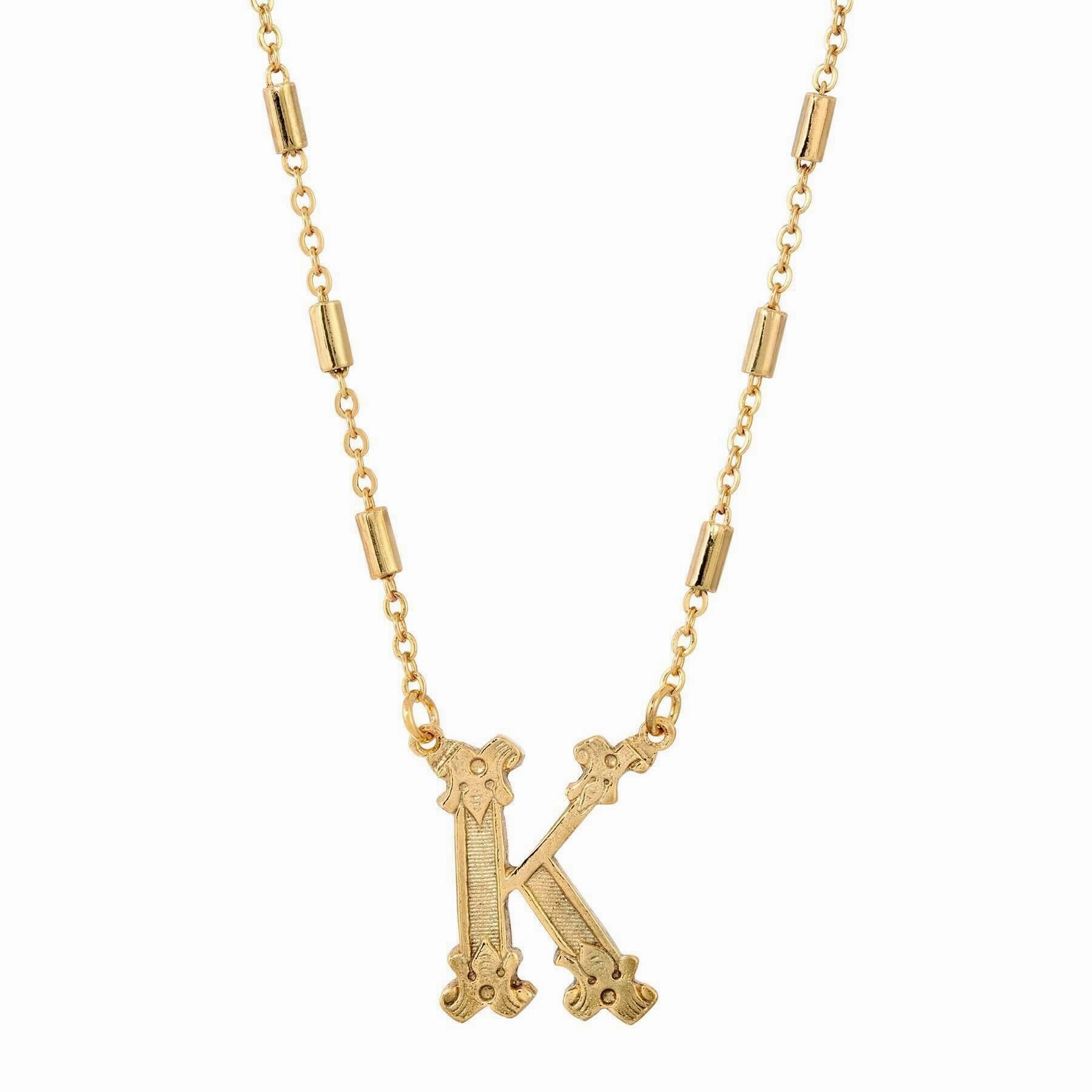 1928 Jewelry Old Fashioned Initial Pendant Necklace 15"   3" Extender