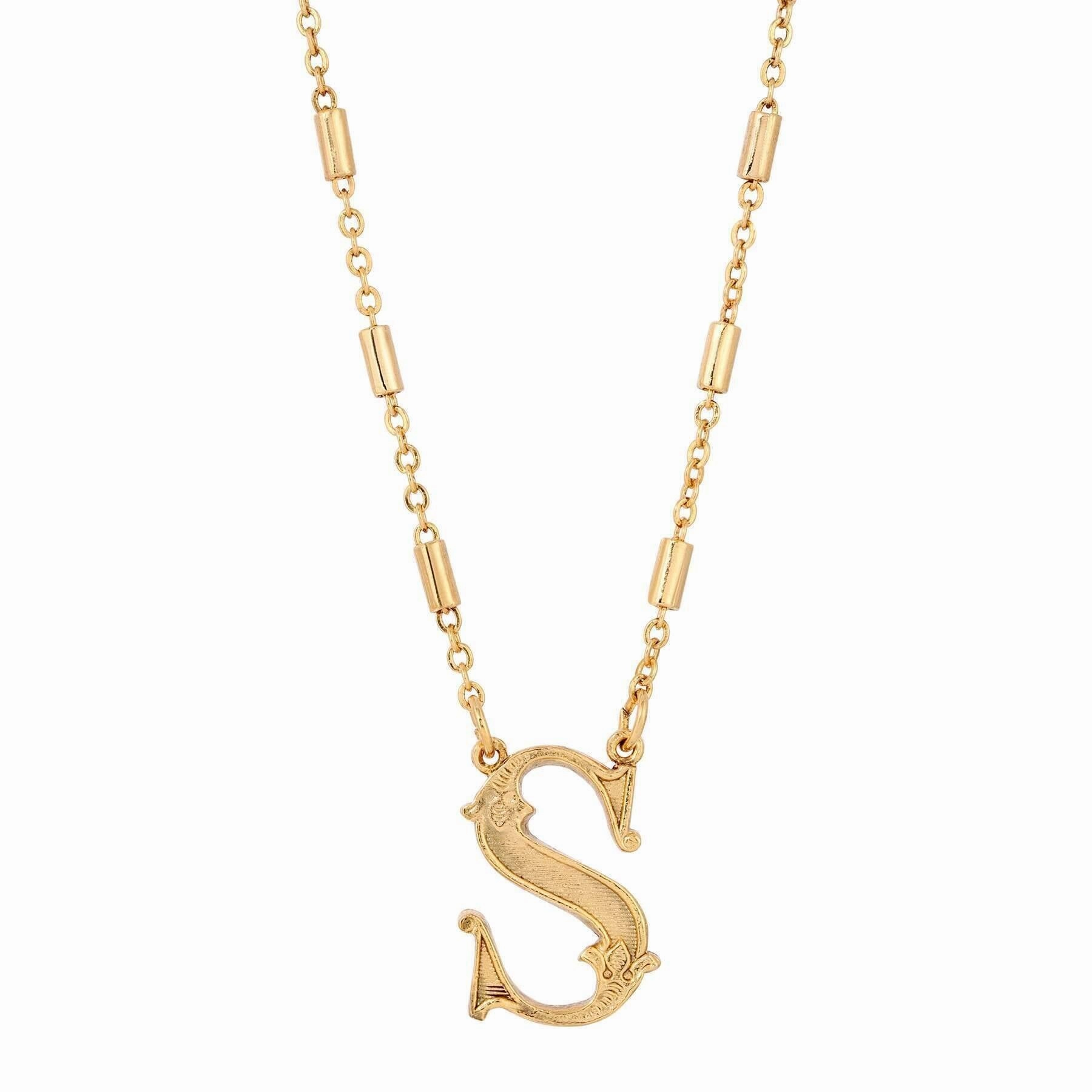 1928 Jewelry Old Fashioned Initial Pendant Necklace 15"   3" Extender