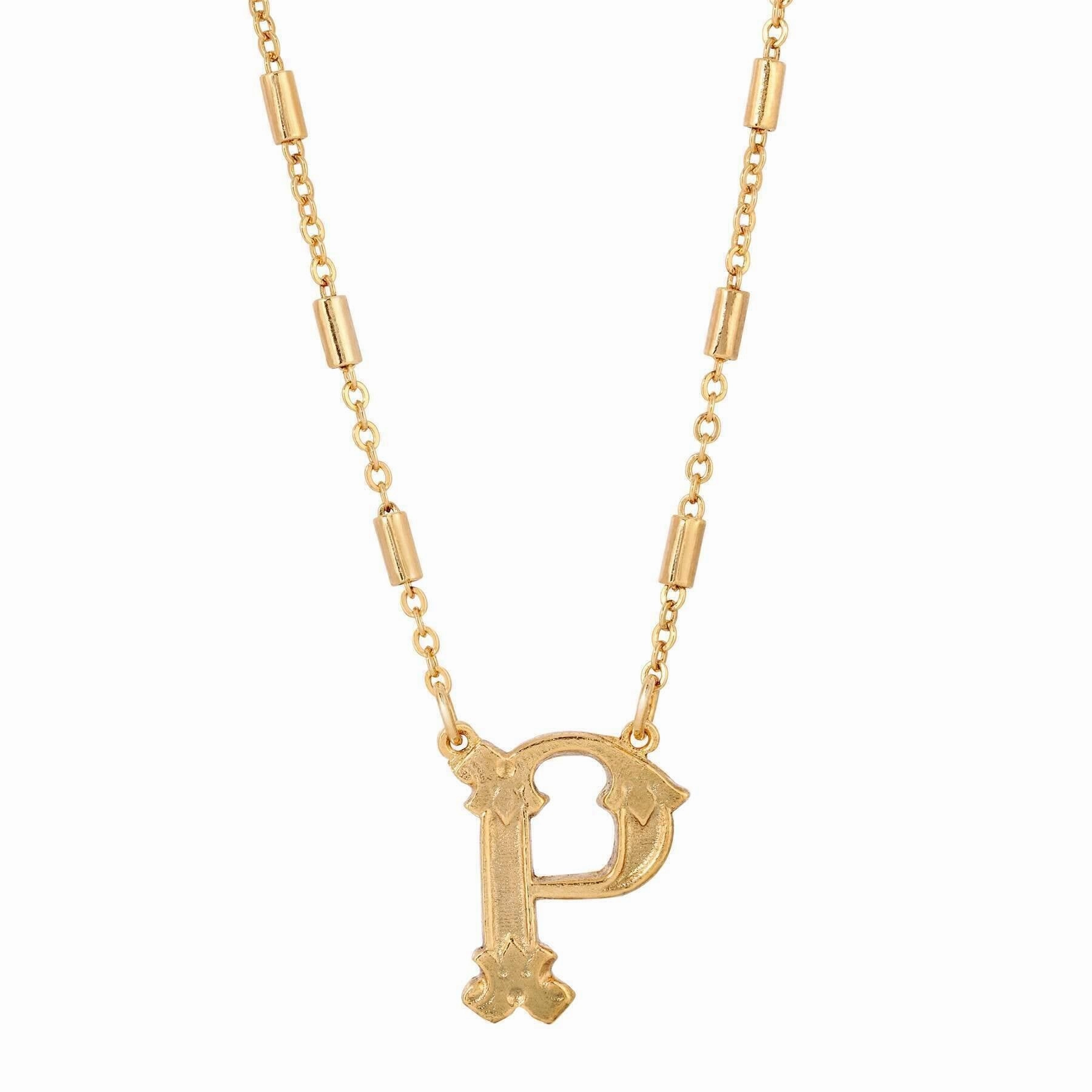 1928 Jewelry Old Fashioned Initial Pendant Necklace 15"   3" Extender