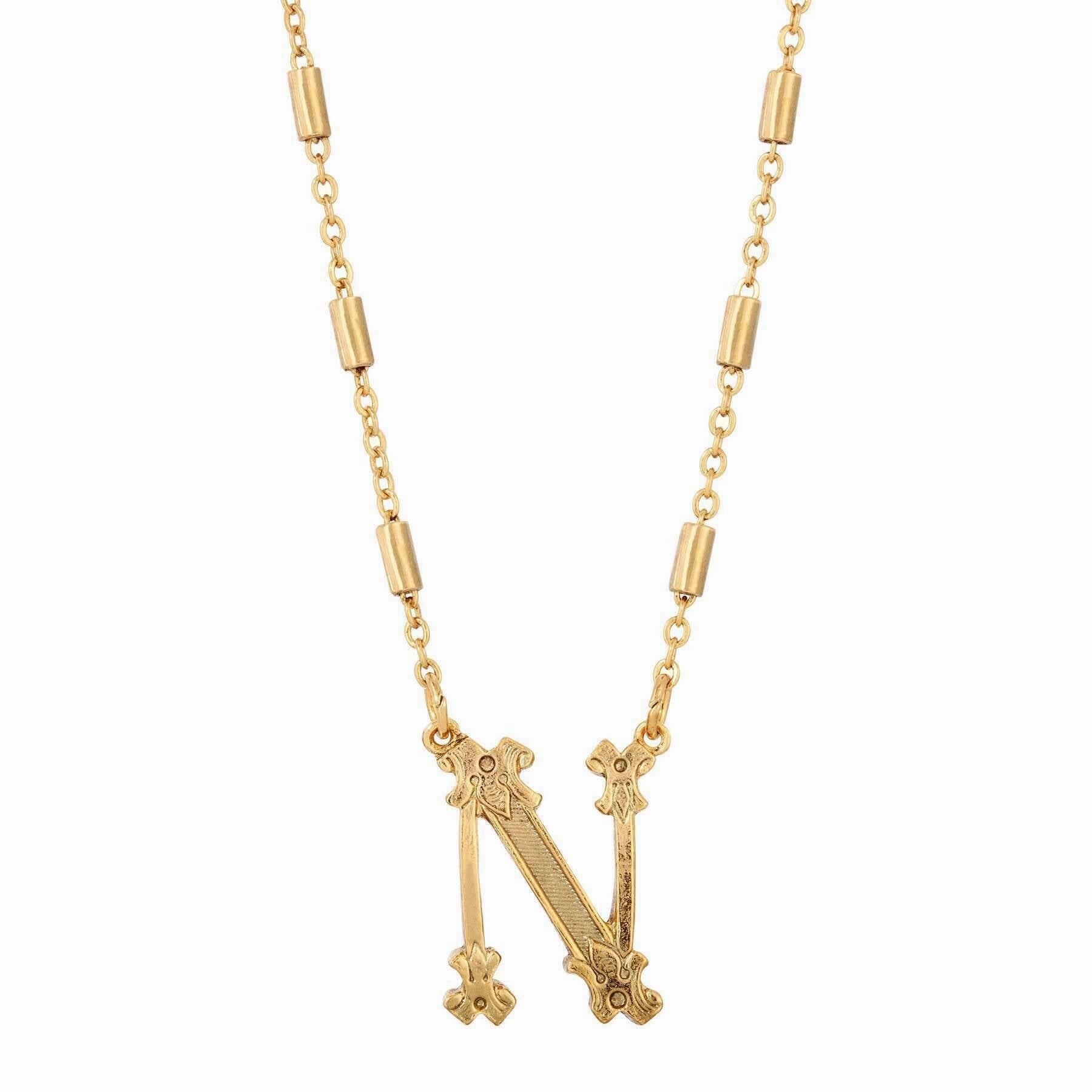 1928 Jewelry Old Fashioned Initial Pendant Necklace 15"   3" Extender