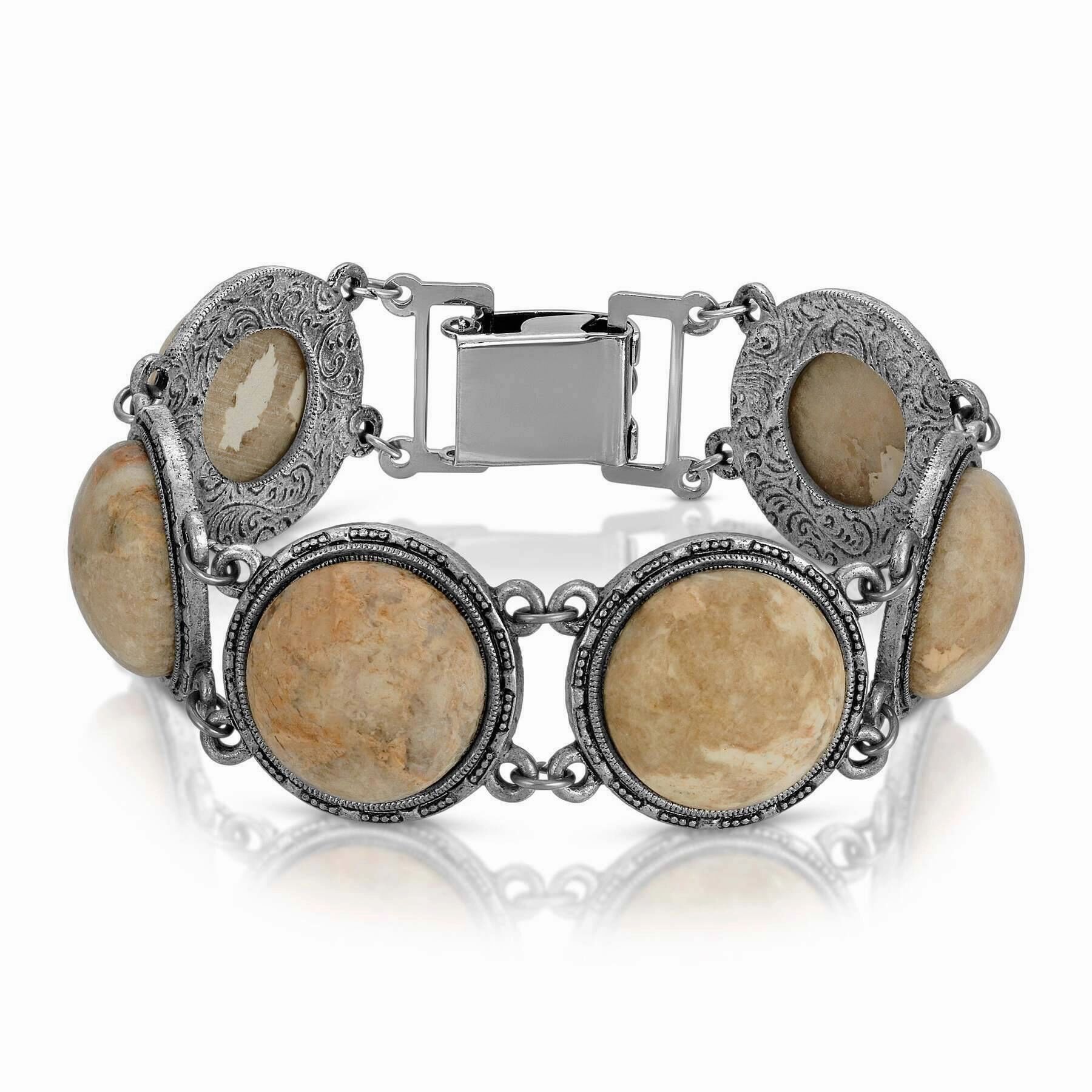 1928 Jewelry Riverstone Semi Precious Link Bracelet