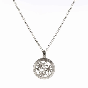 1928 Jewelry Round Floral Pendant Necklace 16"   3" Extender