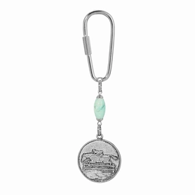1928 Jewelry Turquoise Bead Horseback Rider Carabiner Key Chain