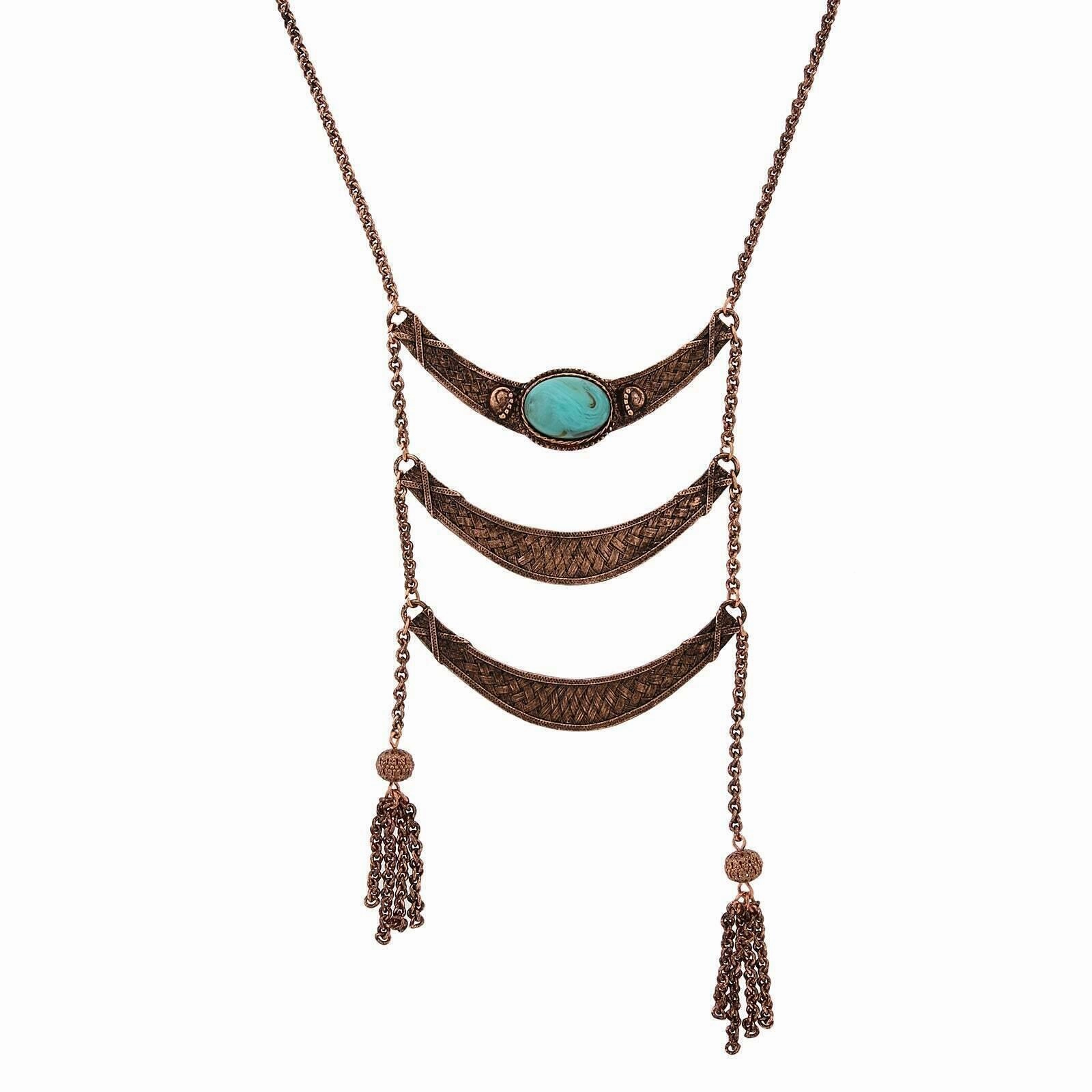 2028 Jewelry Antique Inspired Ladder And Tassel Necklace 28"