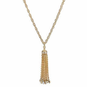 2028 Jewelry Crystal And Hematite Color Accent Tassel Necklace 30"