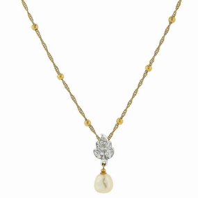 2028 Jewelry Crystal Baroque Faux Pearl Drop Necklace 18"