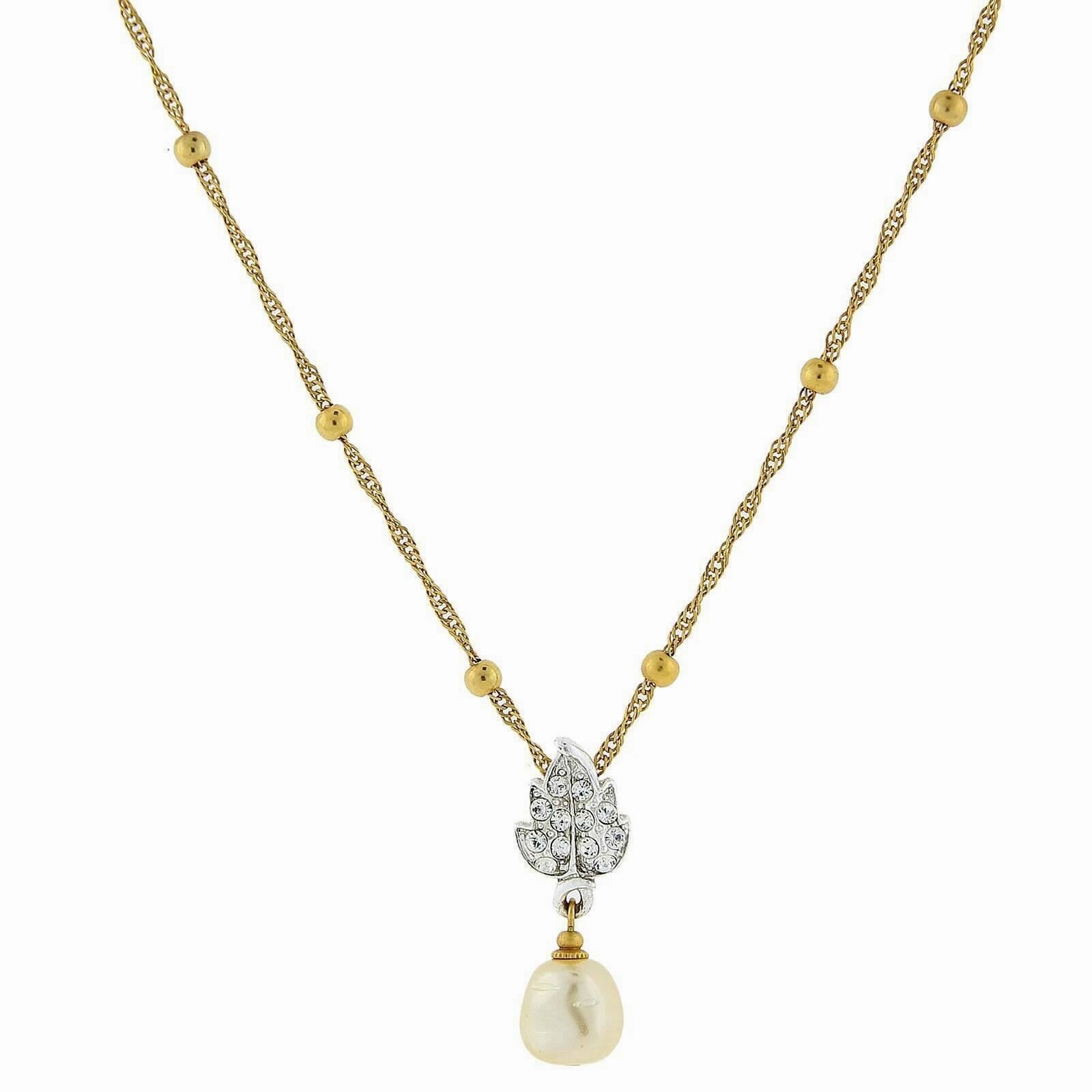 2028 Jewelry Crystal Baroque Faux Pearl Drop Necklace 18"