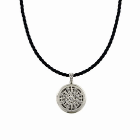 2028 Jewelry Flower & Stars Crystal Round Locket Necklace 18"