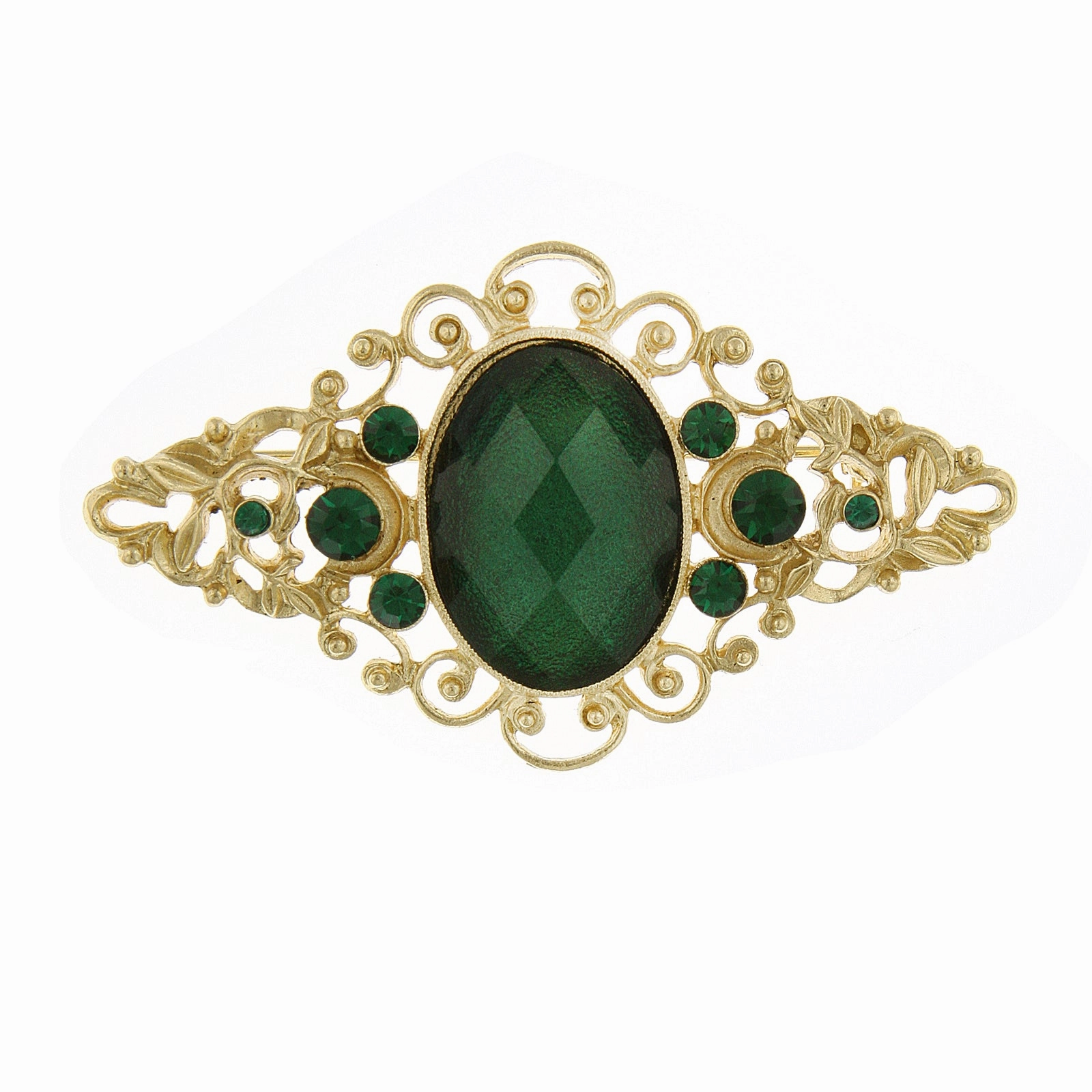 2028 Jewelry Oval Tourmaline Green Stone Emerald Green Crystal Filigree Pin