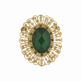 2028 Jewelry Tourmaline Green Stone Olivine Accent Crystal Oval Pin