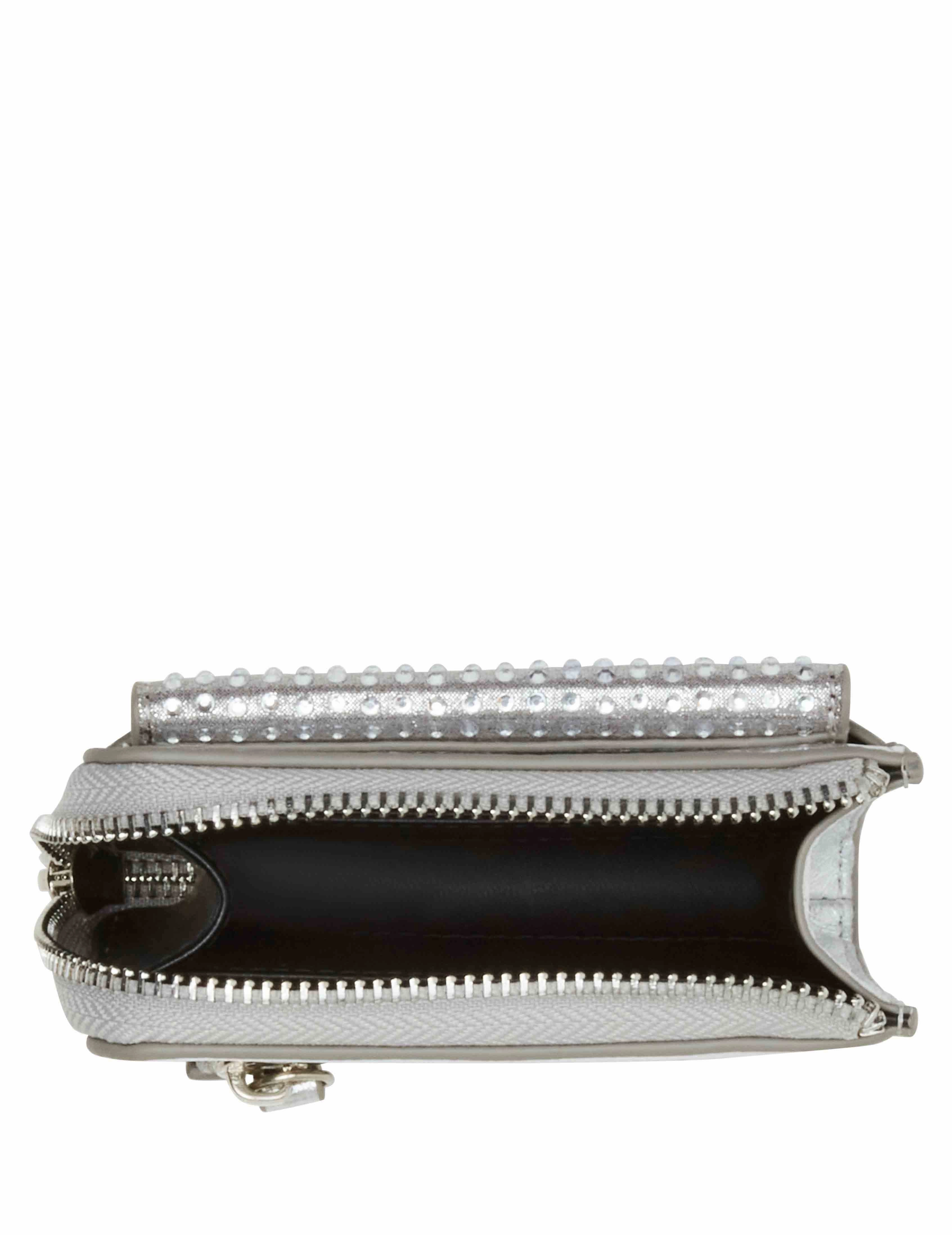 2 Piece Envelope Flap Curved Wallet With Rhinestones
