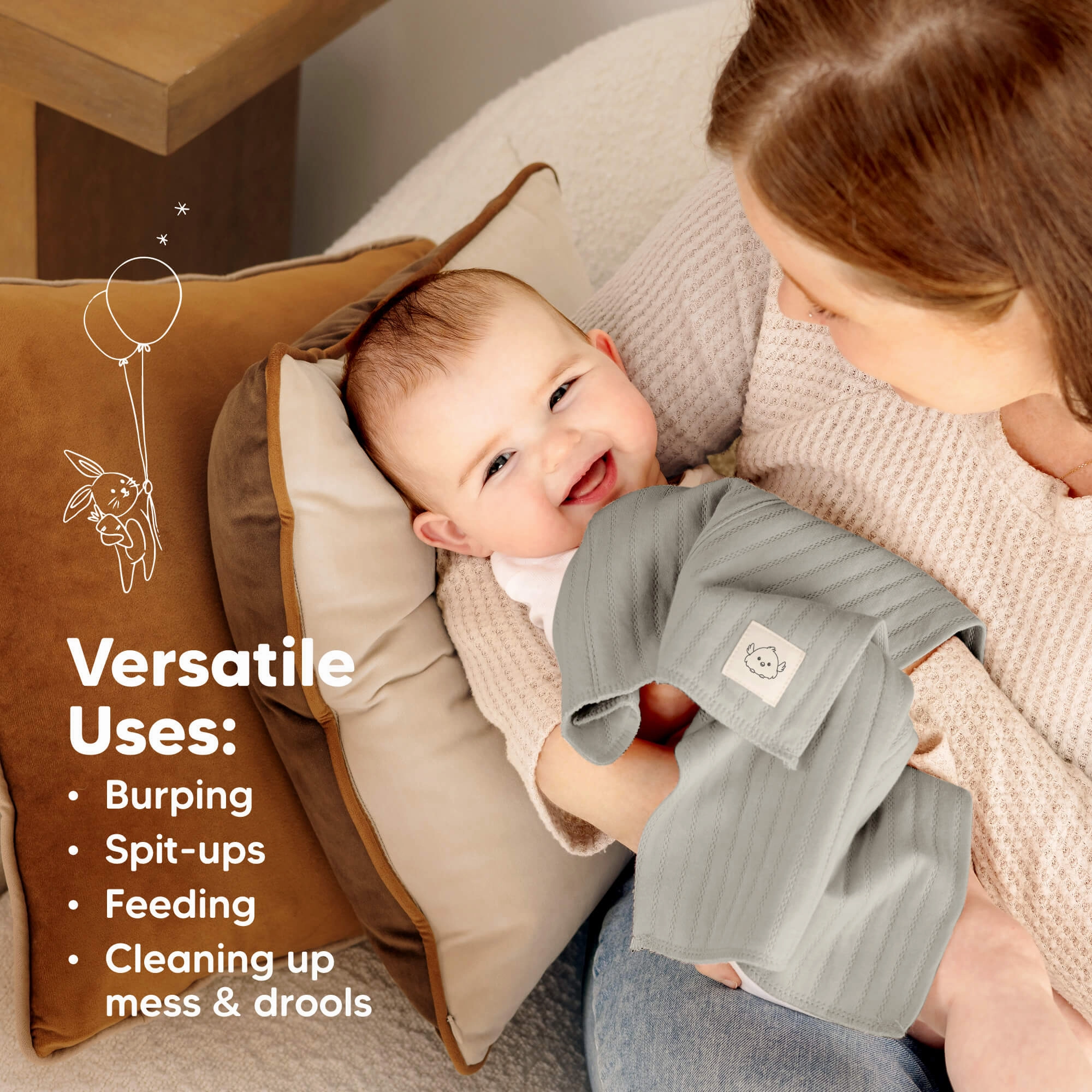 6-Pack Shea (Stria) Burp Cloths