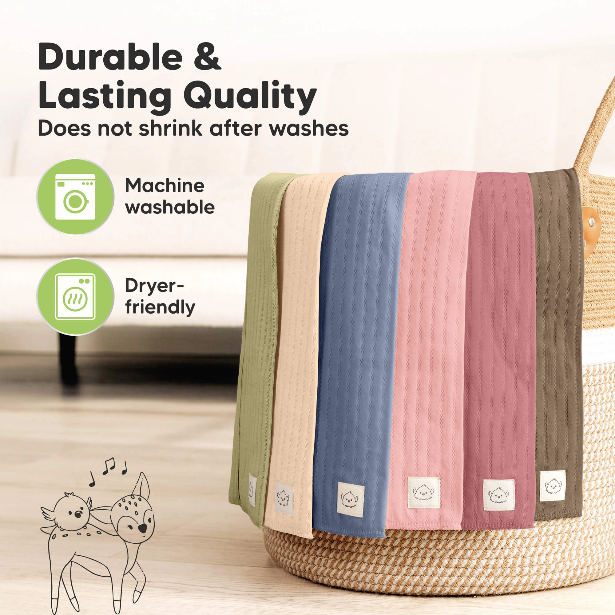 6-Pack Shea (Stria) Burp Cloths (Boho)