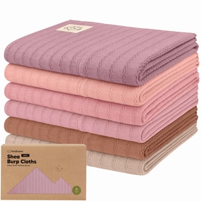 6-Pack Shea (Stria) Burp Cloths (Mauve)