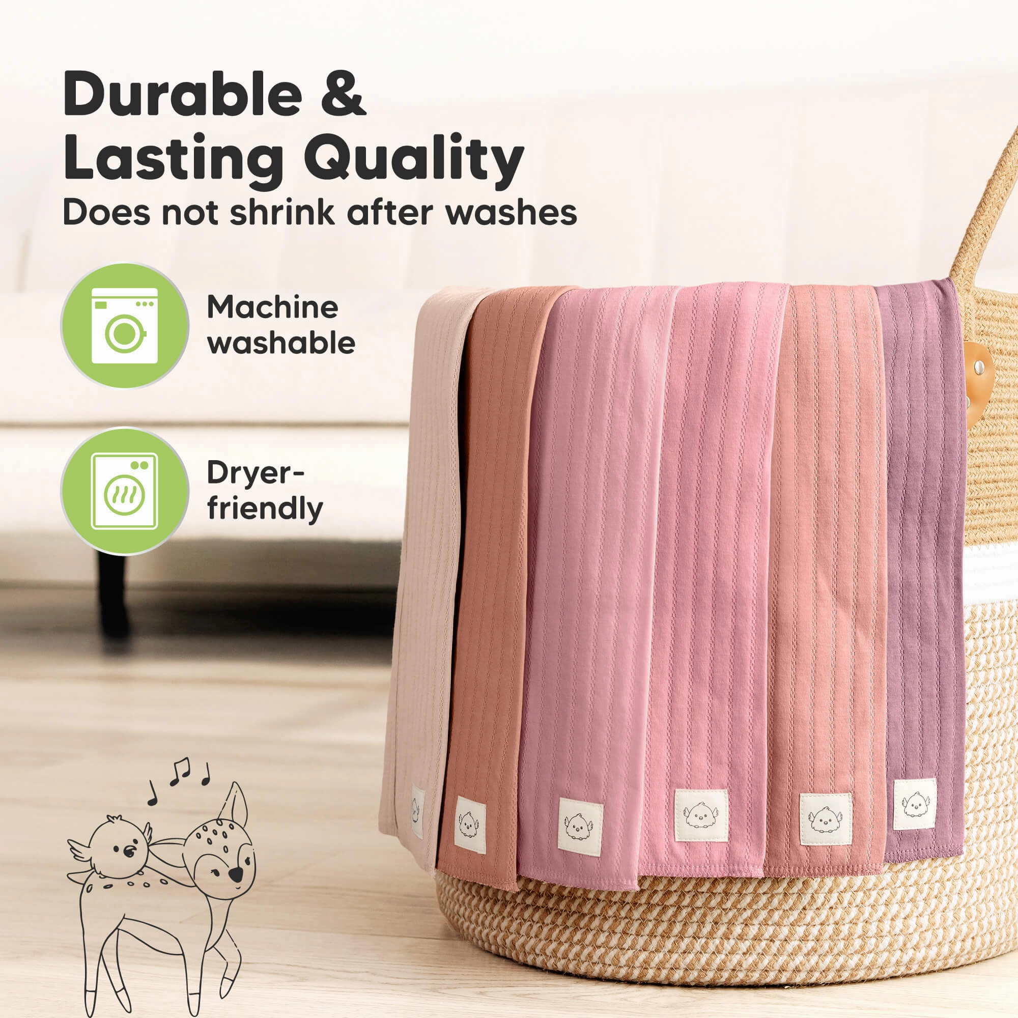 6-Pack Shea (Stria) Burp Cloths (Mauve)
