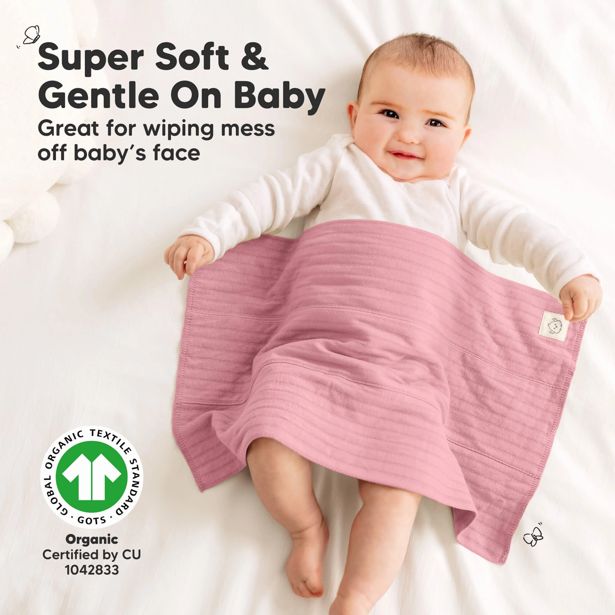 6-Pack Shea (Stria) Burp Cloths (Mauve)