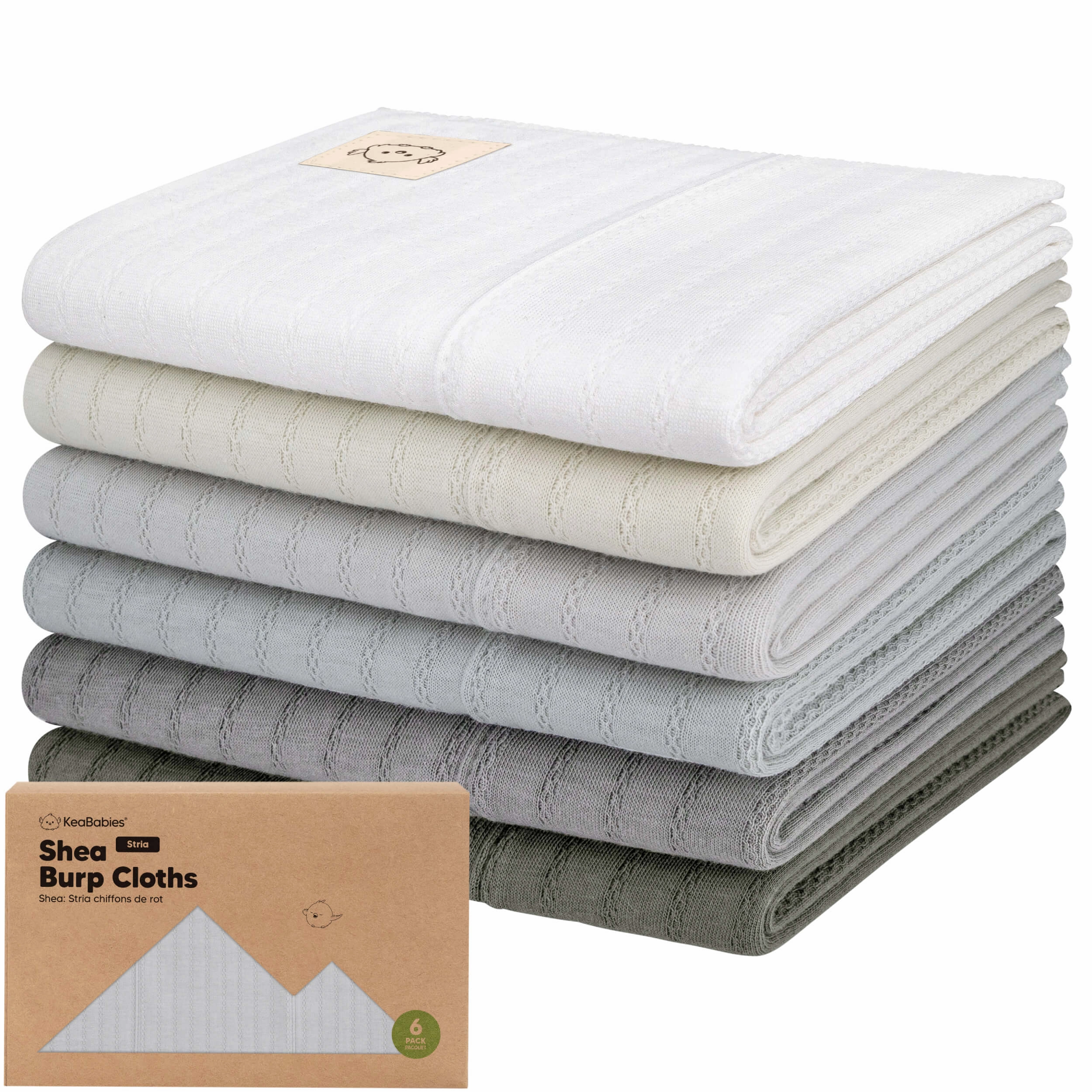 6-Pack Shea (Stria) Burp Cloths