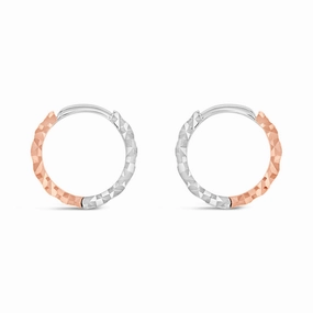 9ct Rose And White Gold Two Toned Patterned Hoop Earrings