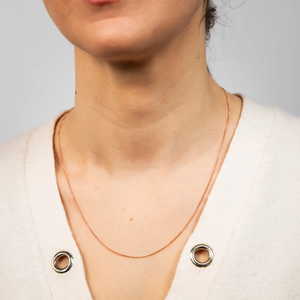 9ct Rose Solid Gold 31 Gauge Curb 51cm Chain