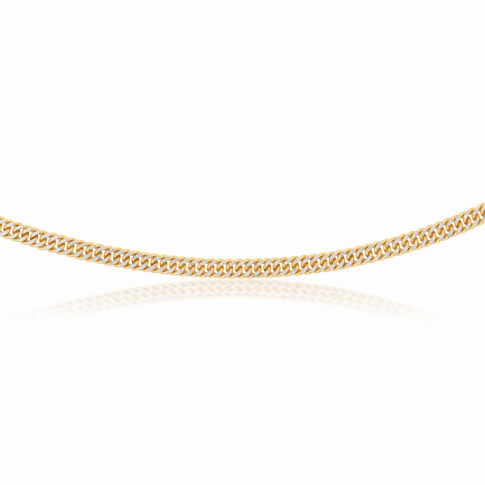 9ct Silverfilled Yellow And White Gold Double Curb 50cm Chain
