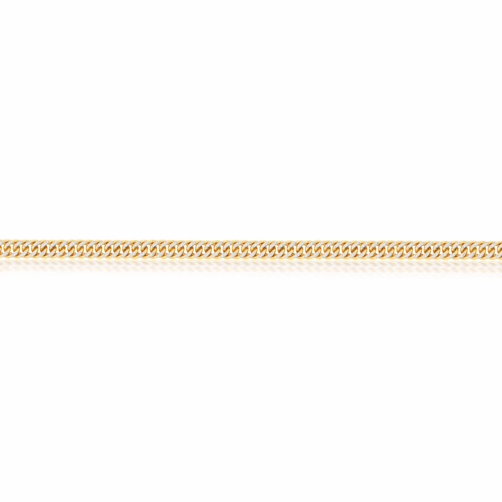 9ct Silverfilled Yellow And White Gold Double Curb 50cm Chain