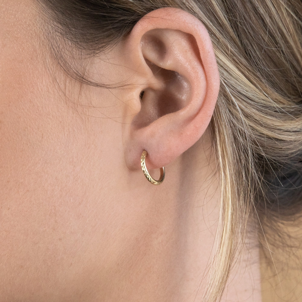 9ct Silverfilled Yellow Gold Diamond Cut 10mm Sleeper