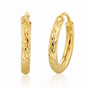 9ct Silverfilled Yellow Gold Diamond Cut 10mm Sleeper