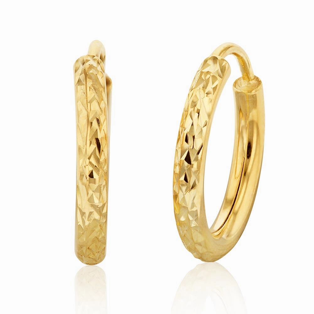 9ct Silverfilled Yellow Gold Diamond Cut 10mm Sleeper