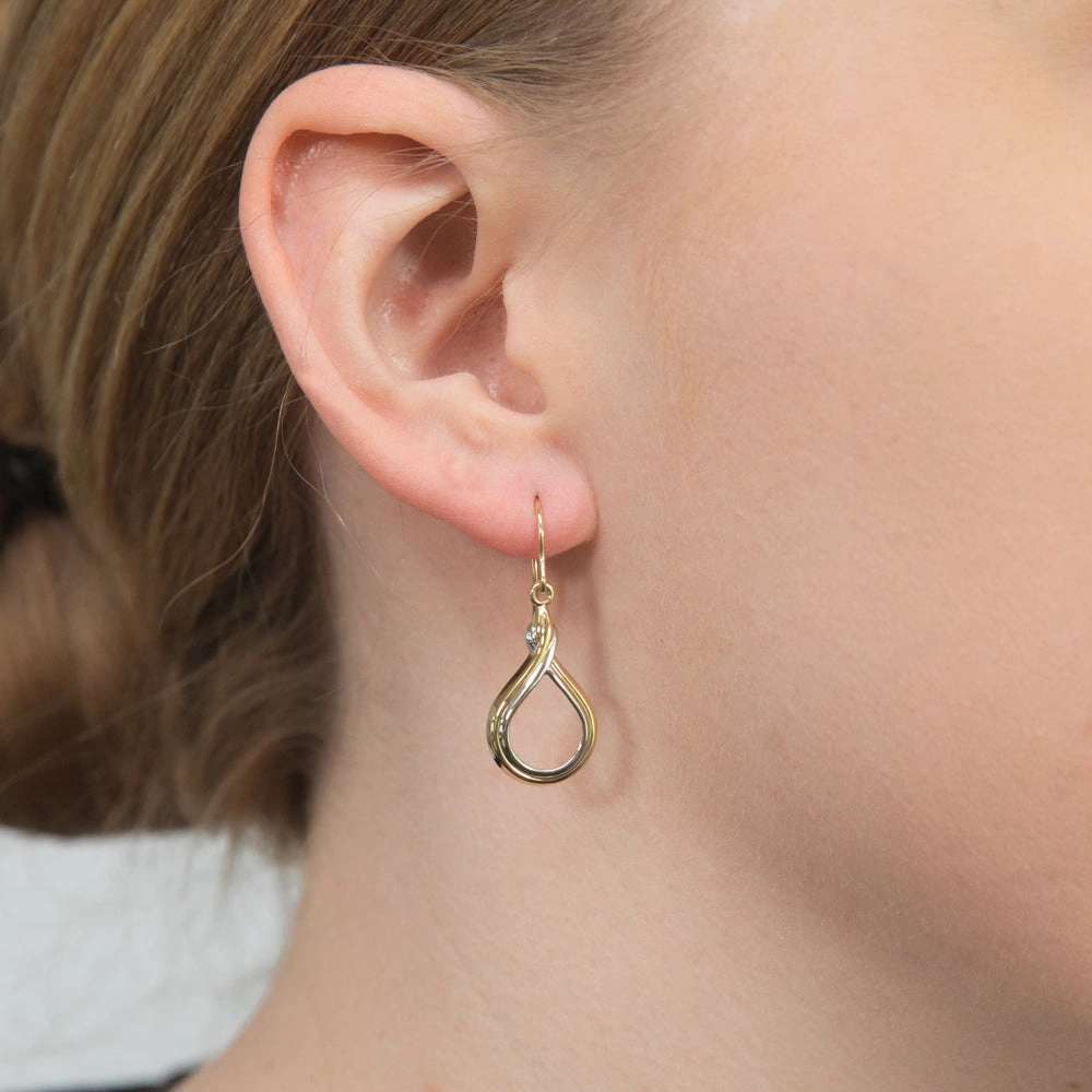 9ct White And Yellow Gold Two Tone Tear Drop Earrings