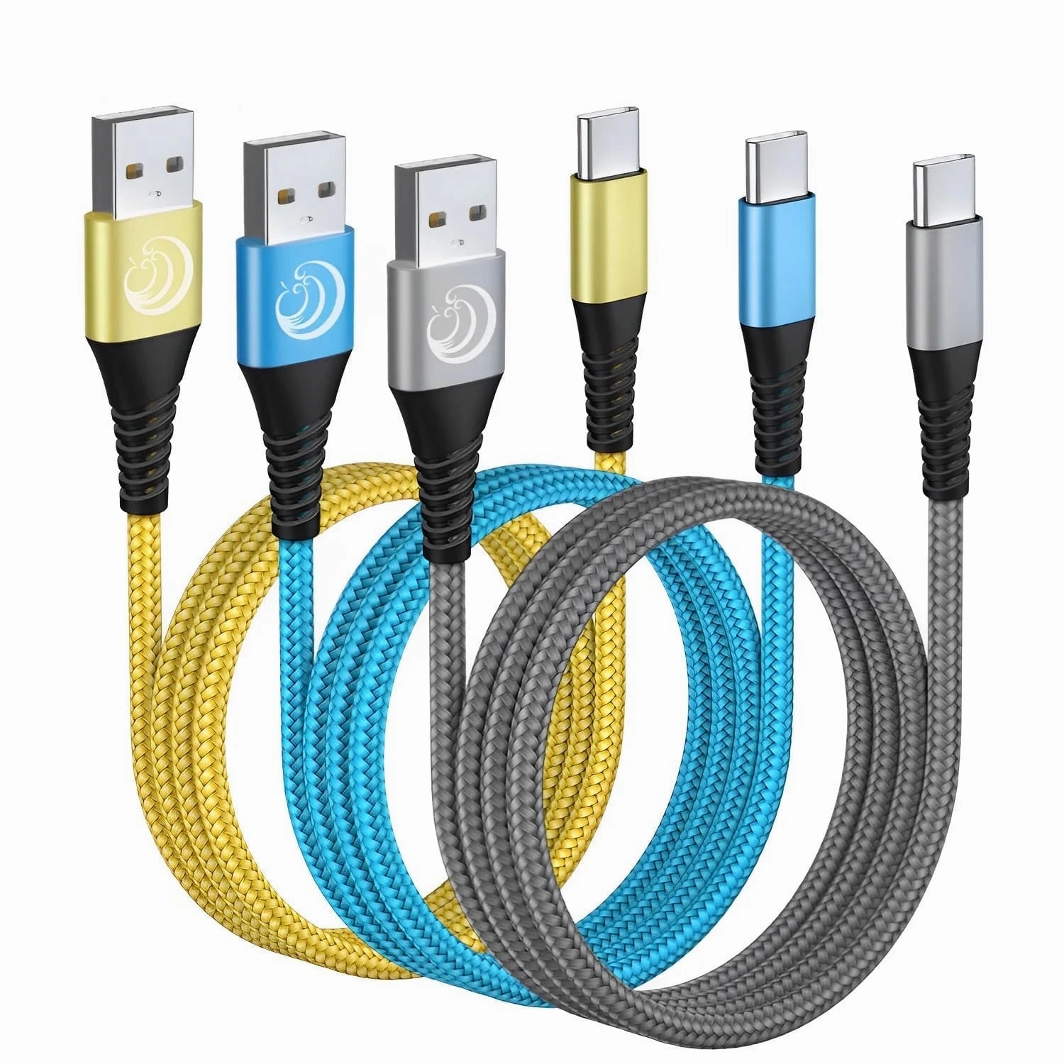 Aioneus CT-333-Z Nylon Braided USB C Charger Cord, 3Pack 10FT
