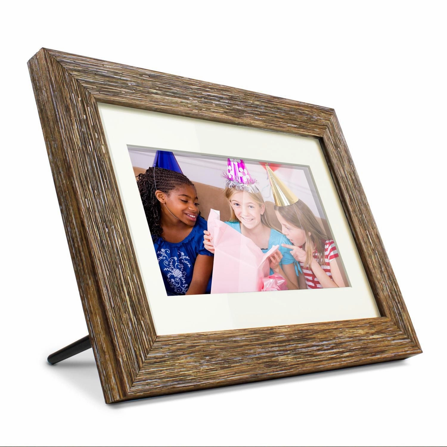 Aluratek 6428398 7" Distressed Wood Digital Photo Frame with Auto Slideshow, Brown