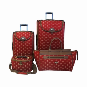 American Flyer Fleur-De-Lis 4-Pc. Expandable Upright Luggage Set - RED ONE SIZE
