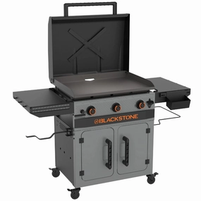 Blackstone 2418 Bronco 3-Burner 28" XL Omnivore Griddle with Dual Side Shelves and Cabinet