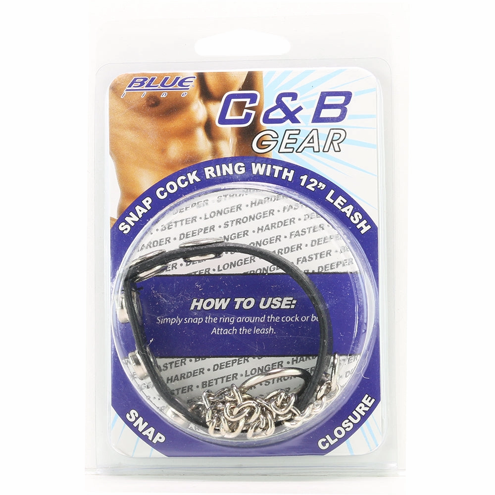 Blue Line Snap Cock Ring with Leash