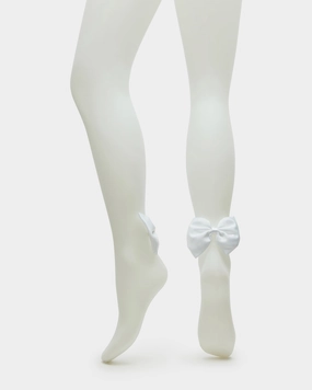 BRIDAL BOW TIGHTS SHEER WHITE