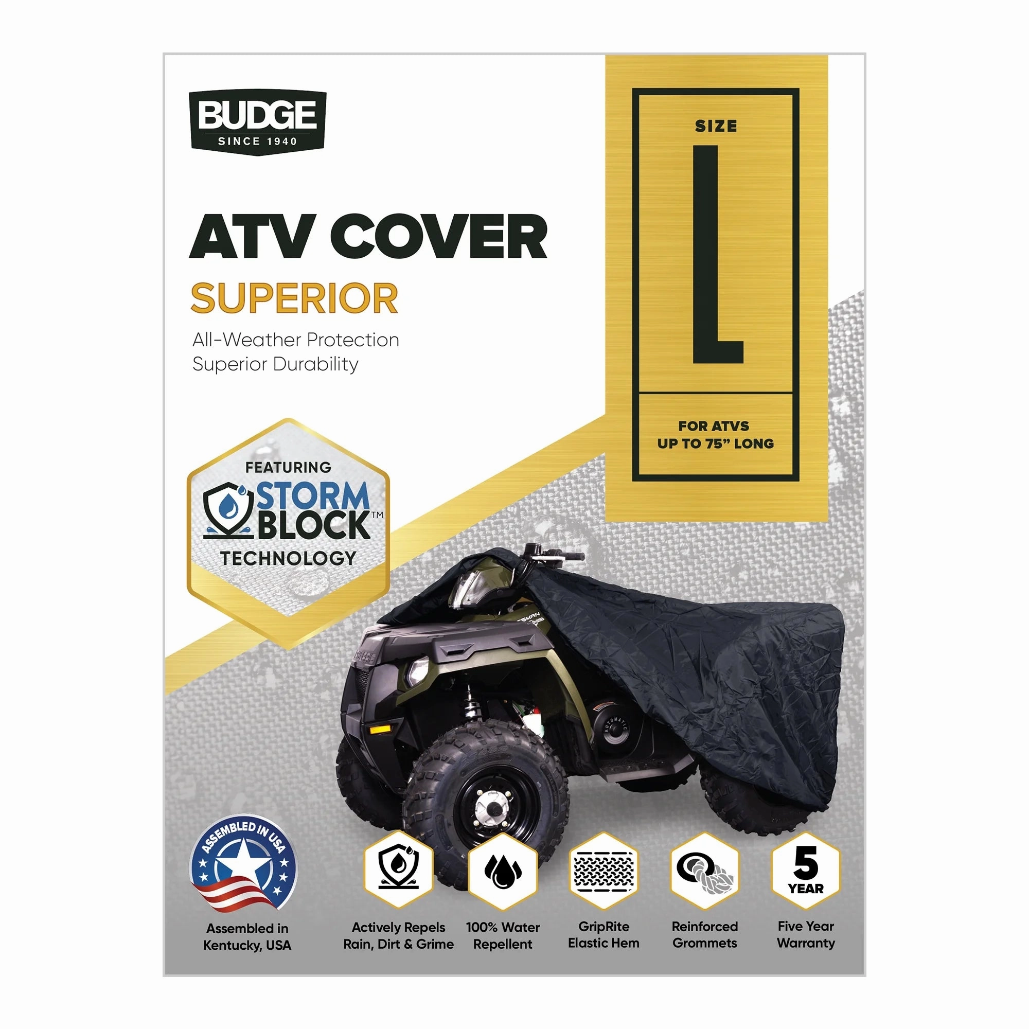 Budge SSBATV2 StormBlock ATV Cover, Waterproof Outdoor Protection, Black