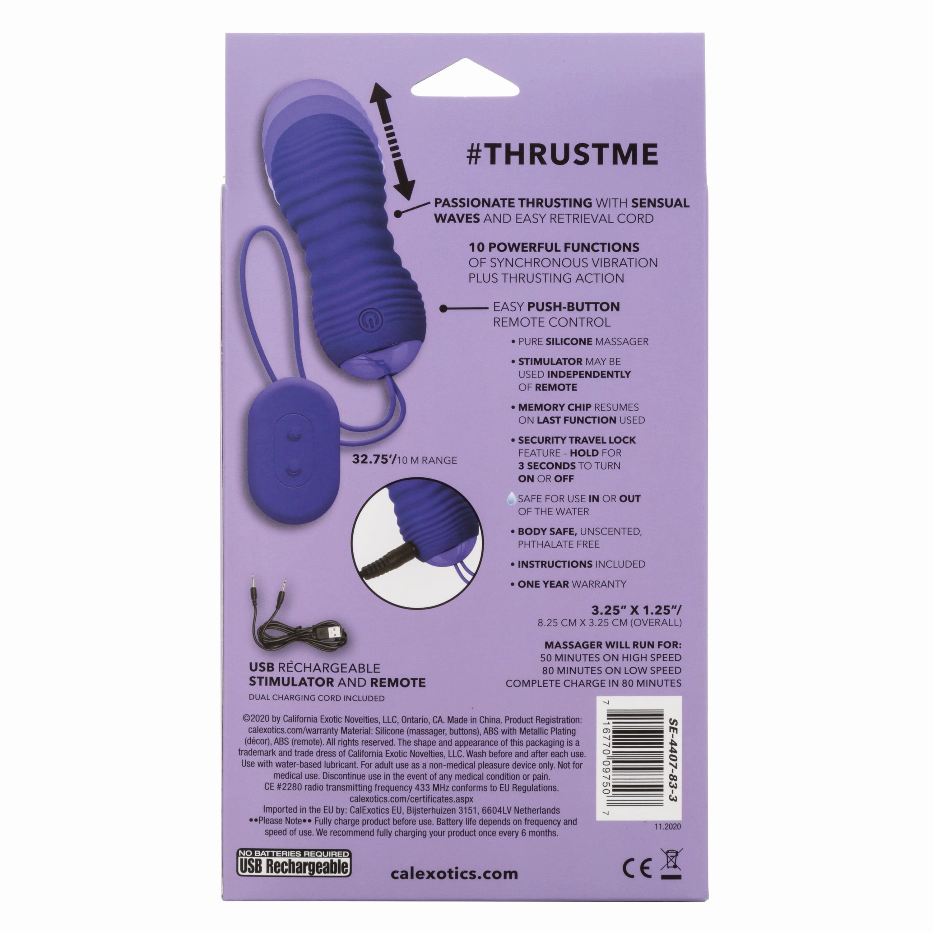 California Exotics - Slay ThrustMe Remote Control Thrusting Egg Massager (Purple)