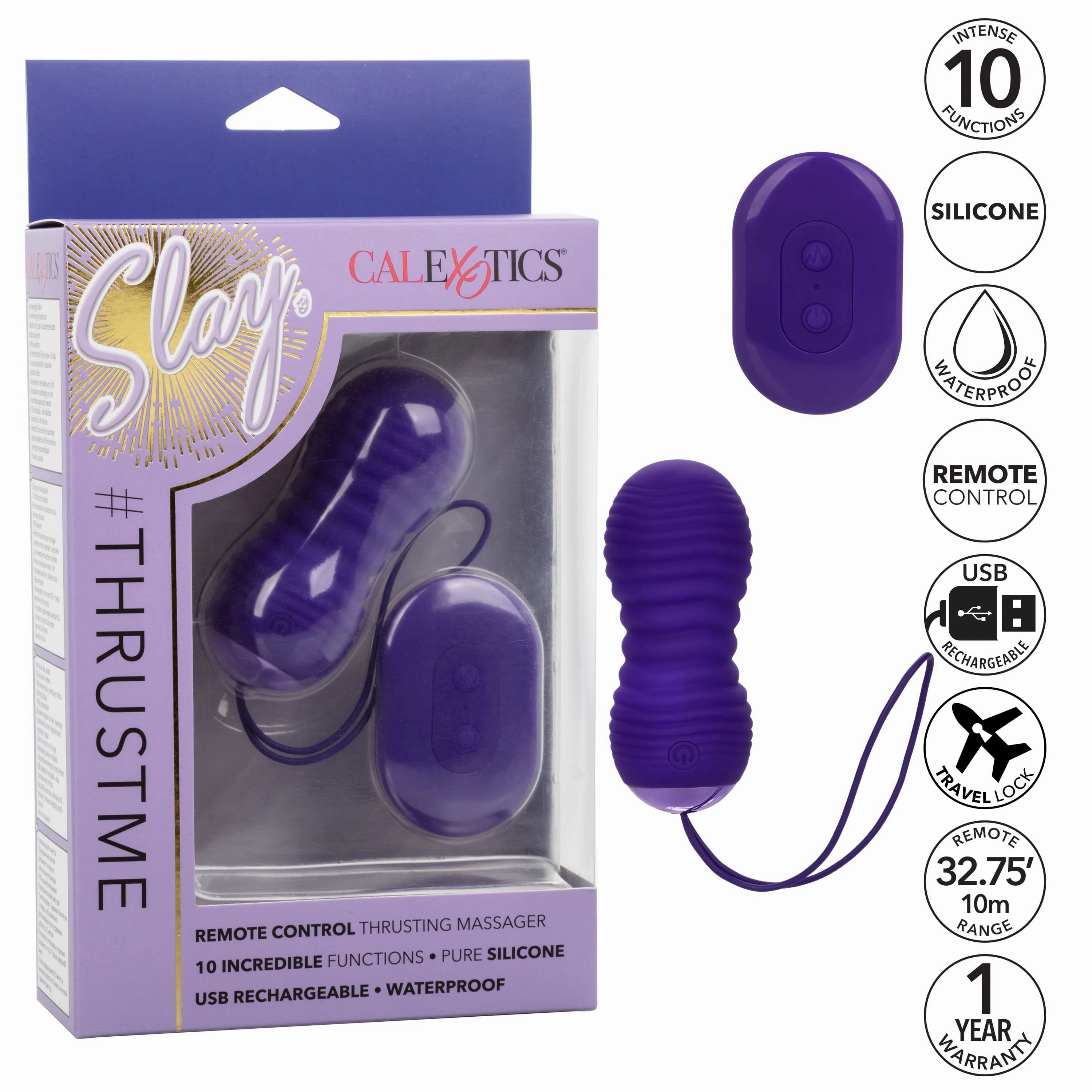 California Exotics - Slay ThrustMe Remote Control Thrusting Egg Massager (Purple)